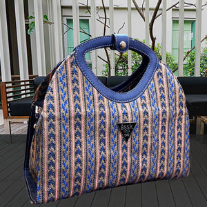 Denim Dazzle Striped Handbag - Assk-bags