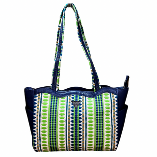 Minty blue striped Tote - Assk-bags