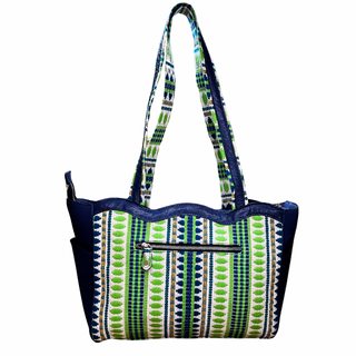 Minty blue striped Tote - Assk-bags