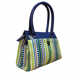 Striped Green Soiree Handbag - Assk-bags