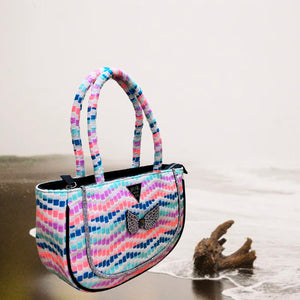 Rainbow waves woven handbag - Assk-bags