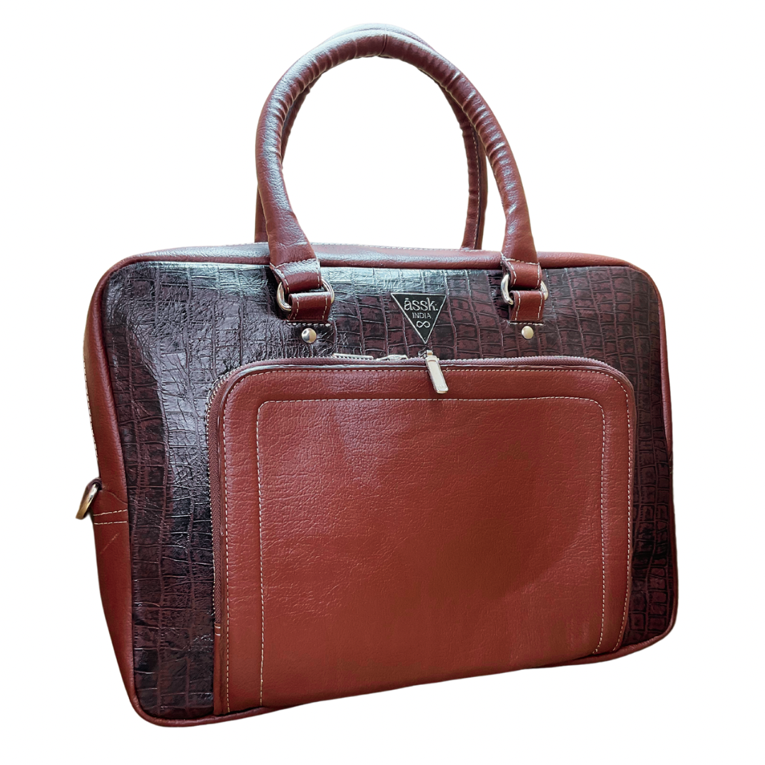 Classic Brown Leather Office Bag - Assk-bags