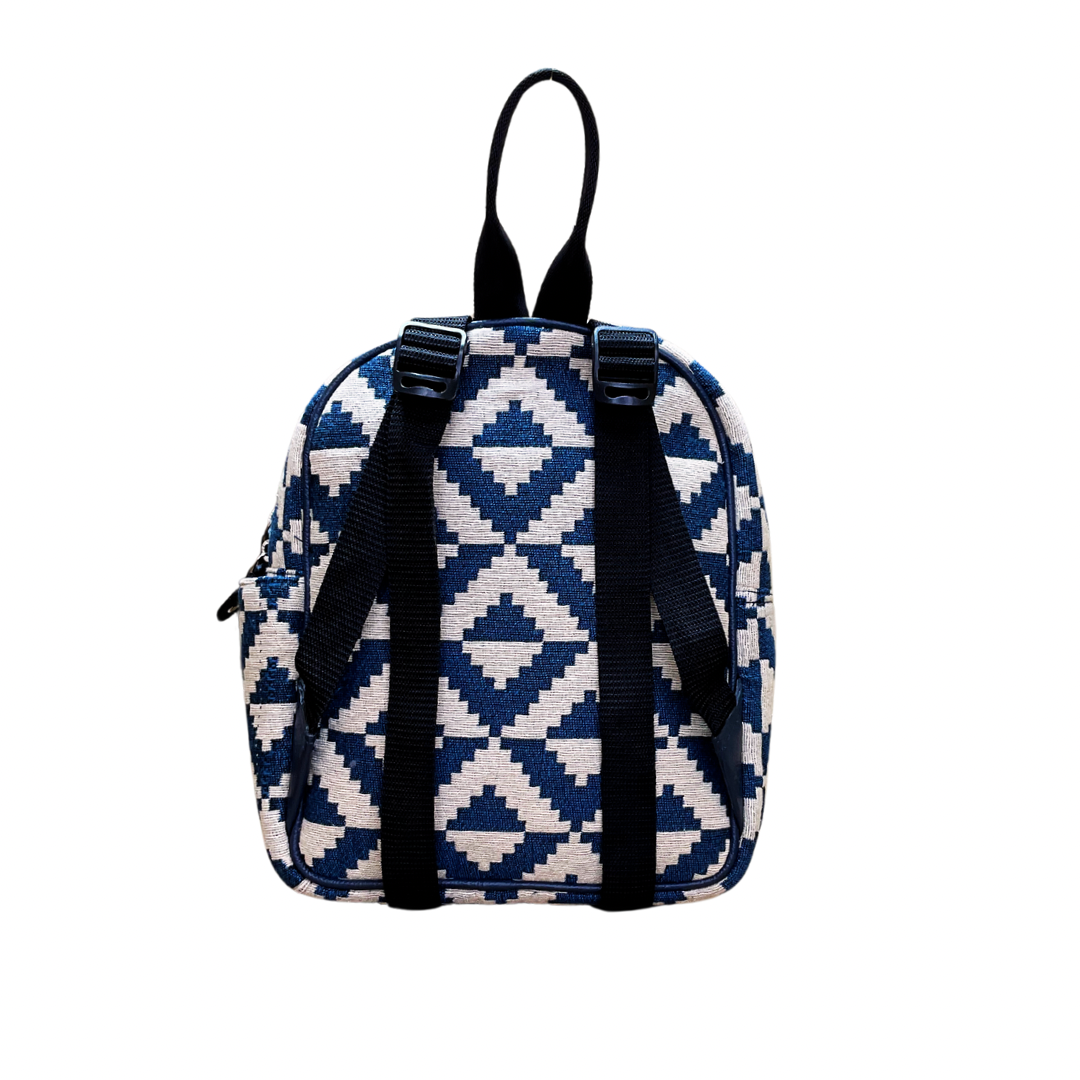 Denim Zigzag Jacquard Backpack - Assk-bags