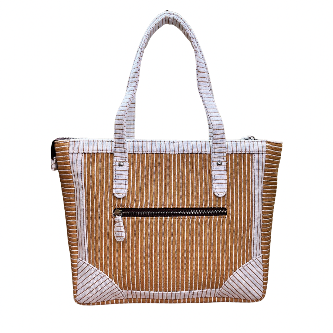 Coffee Brown Striped Bag - Assk-bags