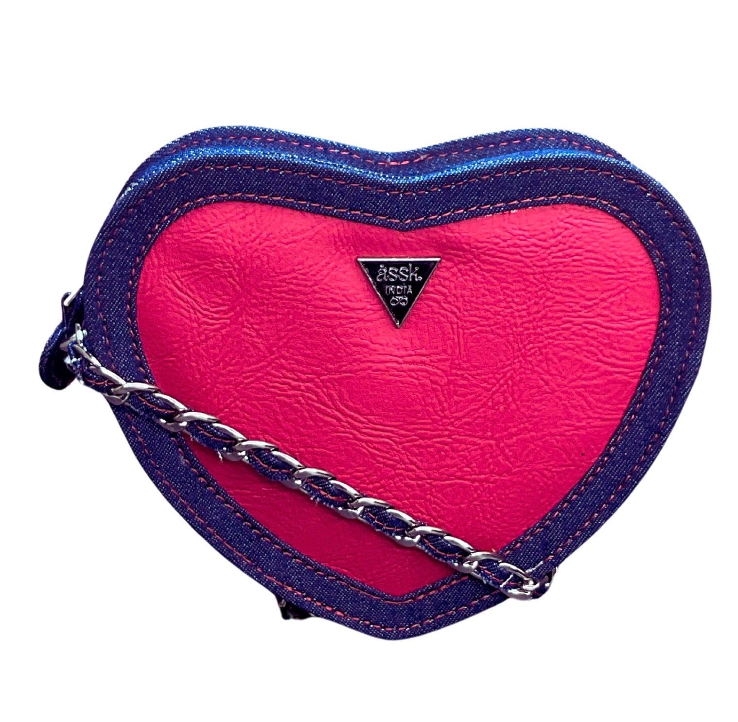 Denim Pink Heart Bag - Assk-bags