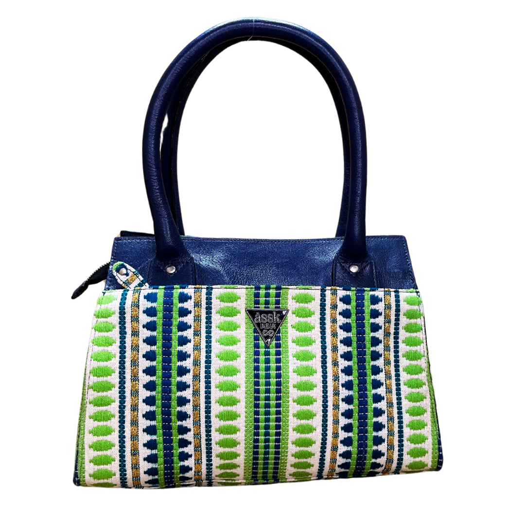 Striped Green Soiree Handbag - Assk-bags