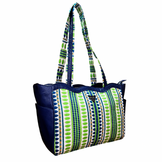 Minty blue striped Tote - Assk-bags