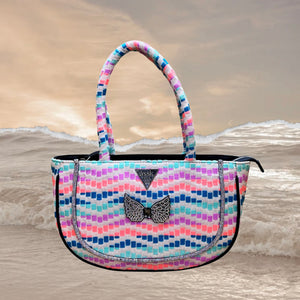 Rainbow waves woven handbag - Assk-bags