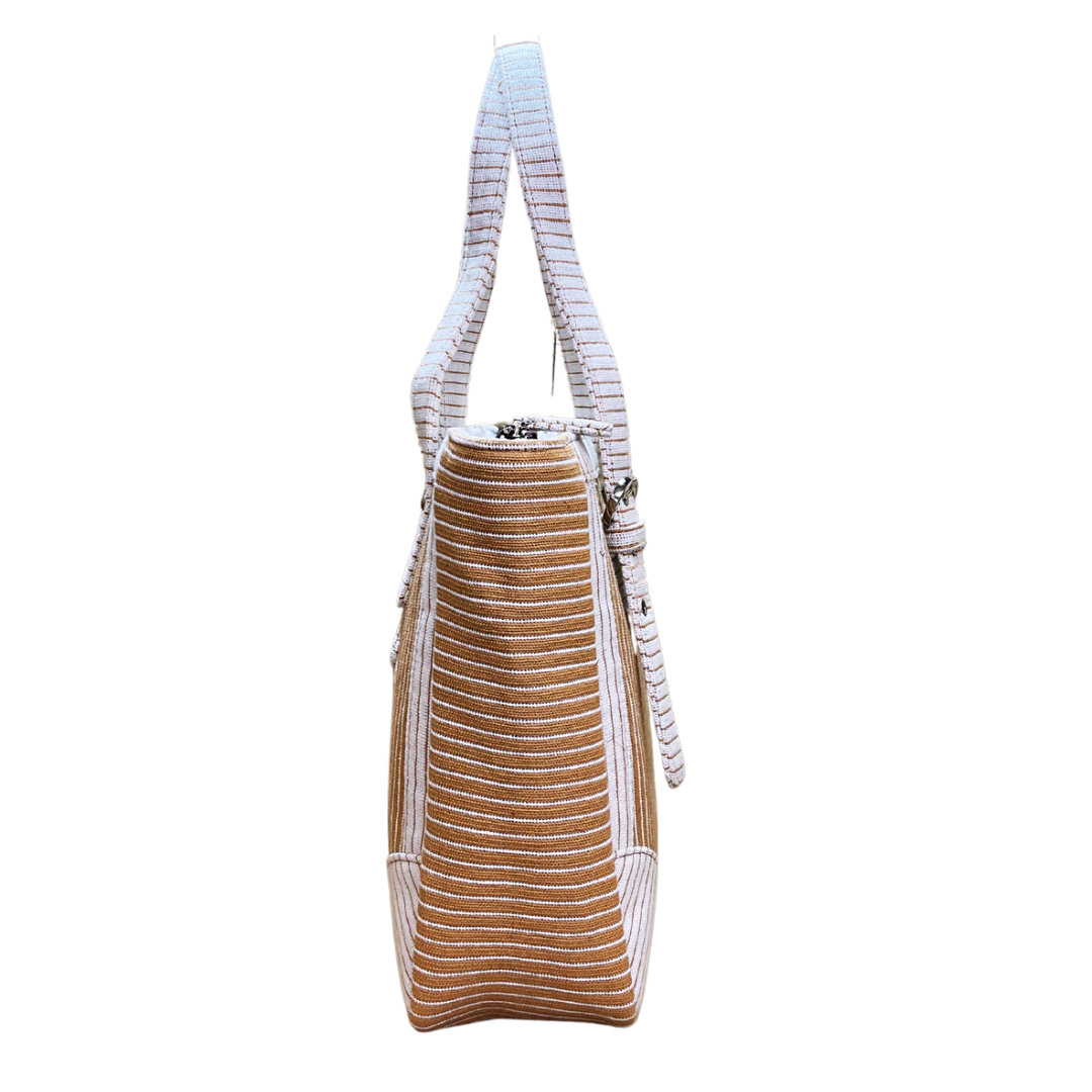 Coffee Brown Striped Bag - Assk-bags