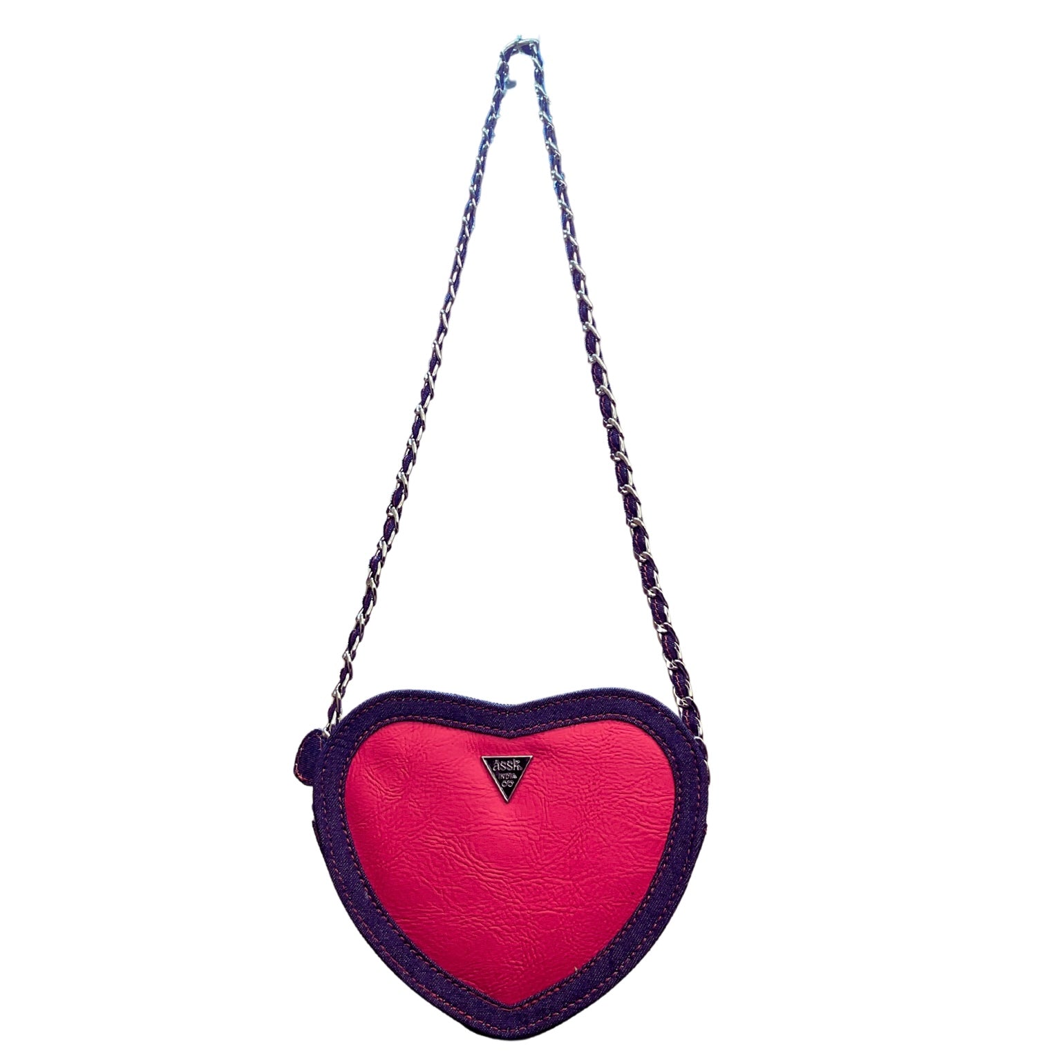 Denim Pink Heart Bag - Assk-bags