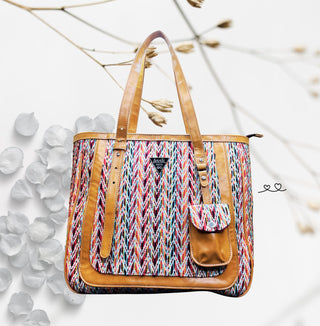 Cappuccino zigzag tote - Assk-bags